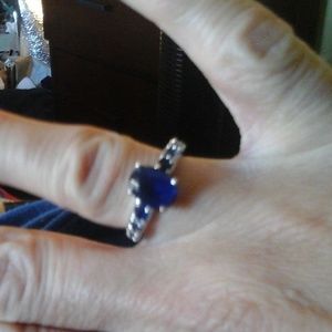 Classy Sapphire Silver Ring (simulated gems).